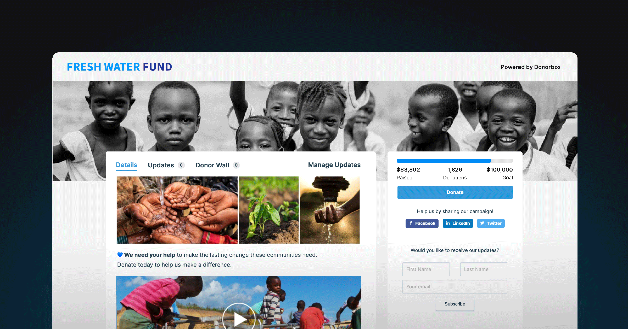 screenshot of Donorbox