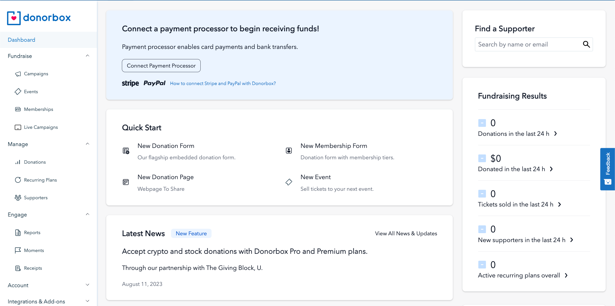 screenshot of Donorbox