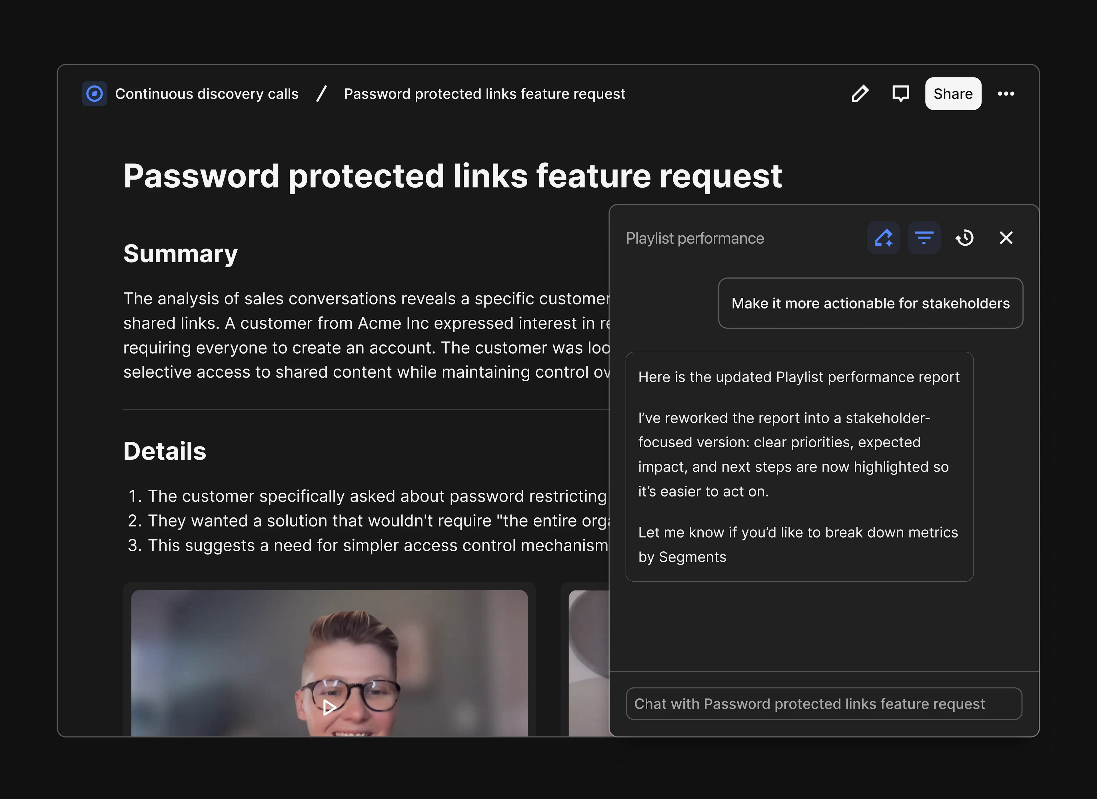 screenshot of Dovetail