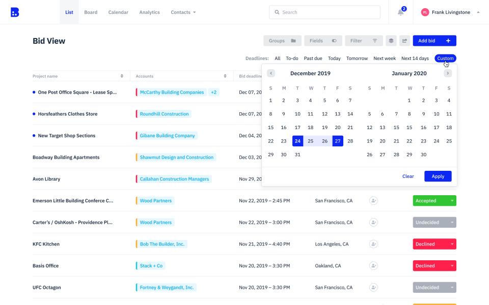 screenshot of Downtobid