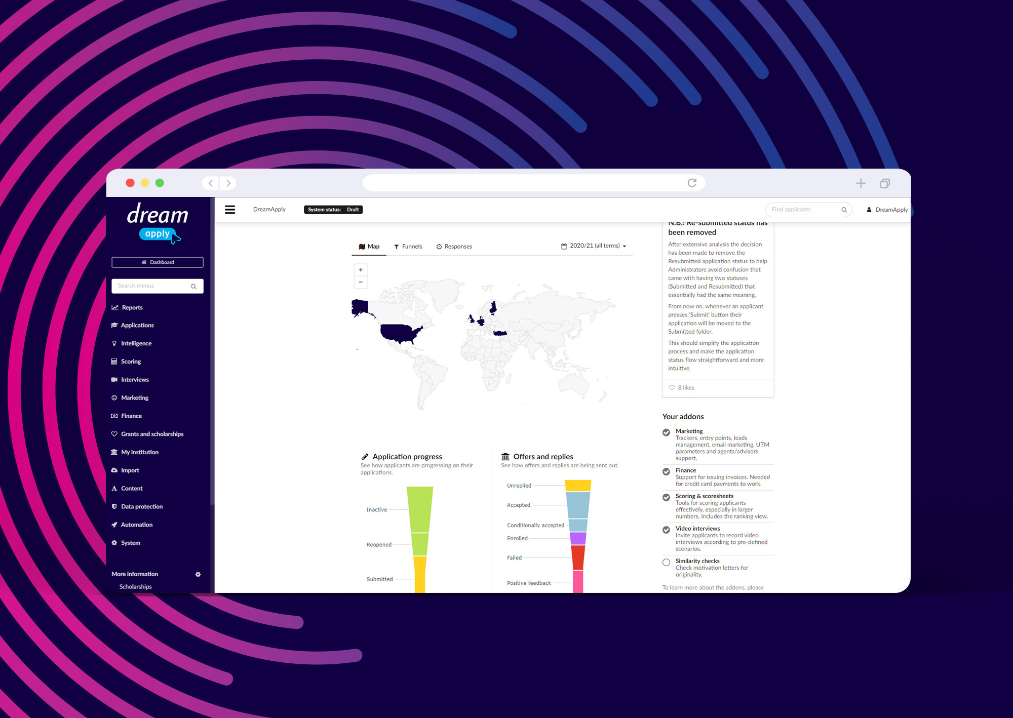 screenshot of DreamApply