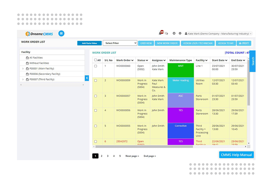 screenshot of DreamzCMMS