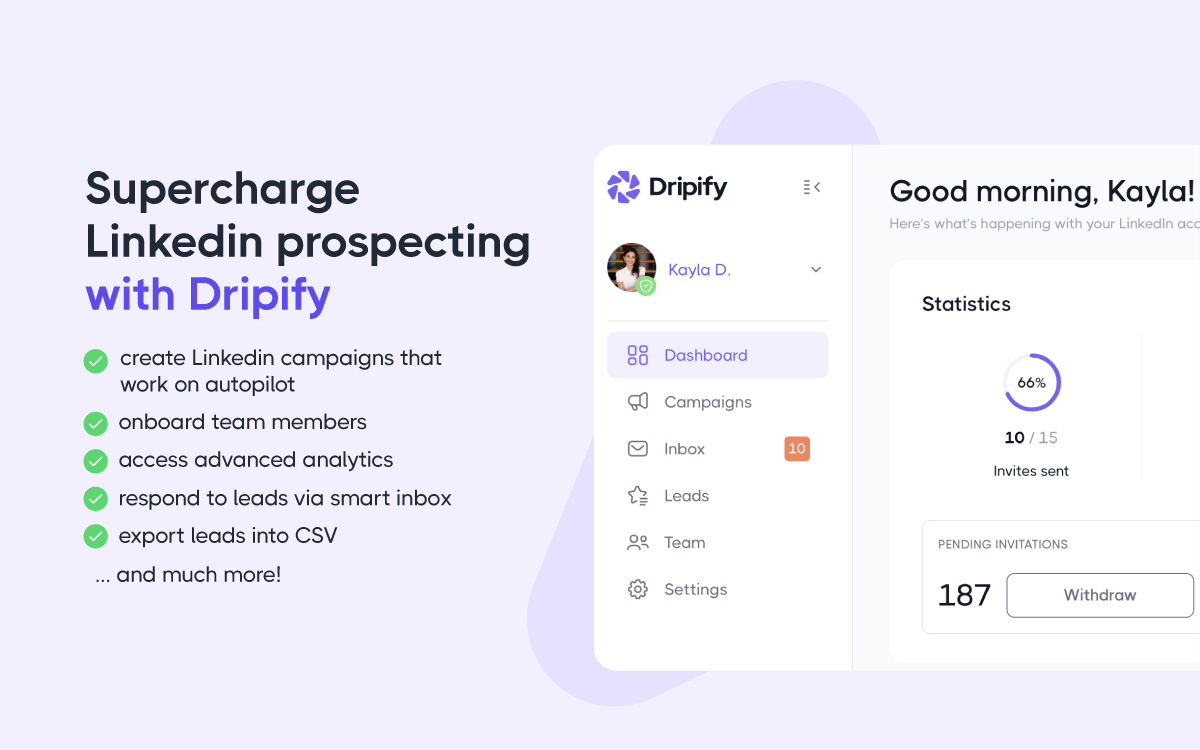 screenshot of Dripify