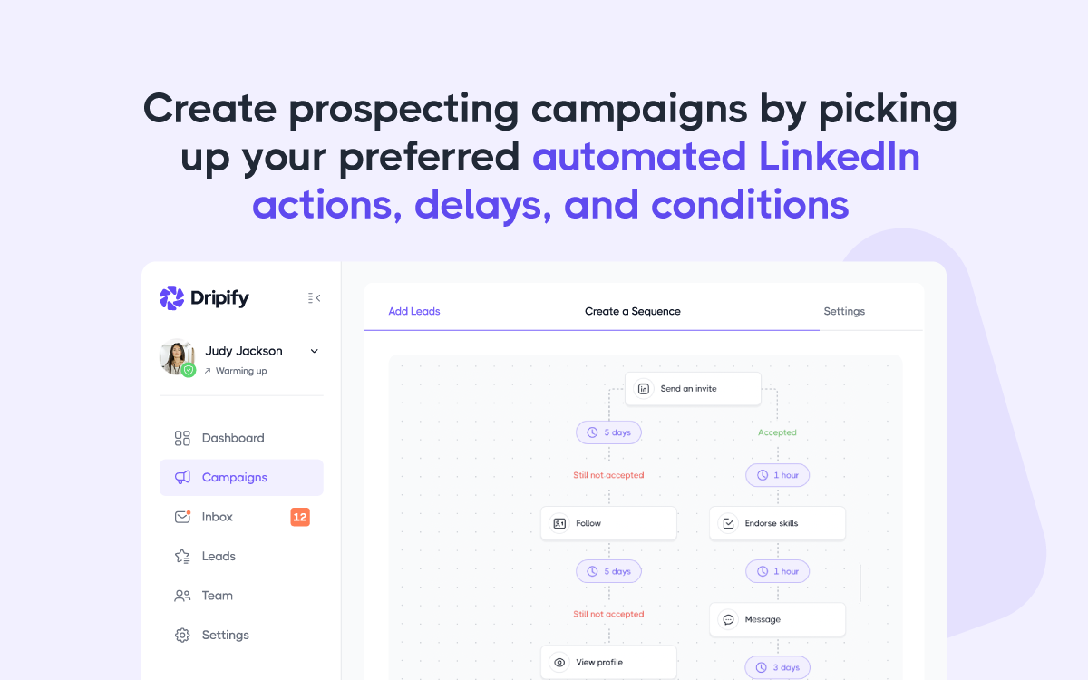 screenshot of Dripify