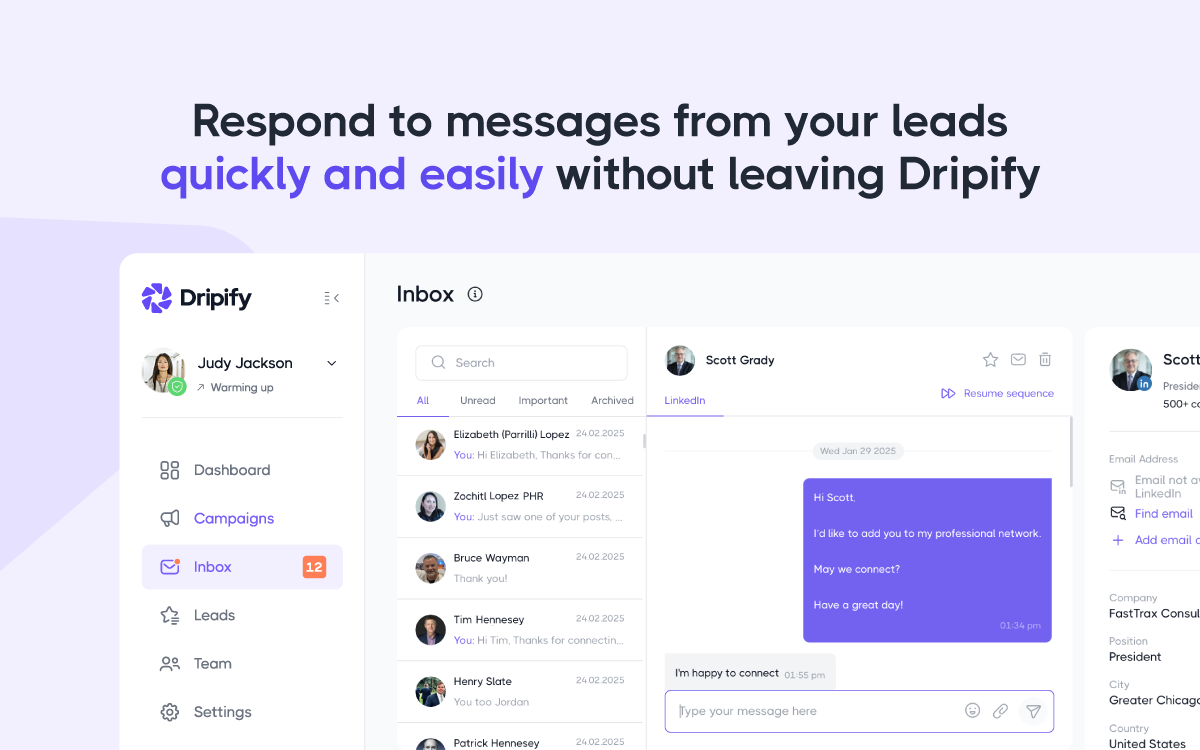 screenshot of Dripify