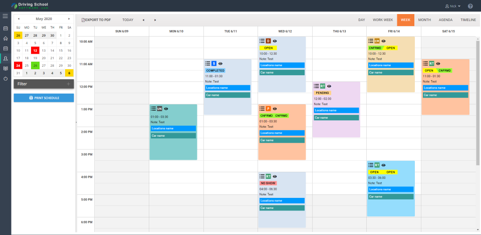 screenshot of DrivingSchoolSoftware.com