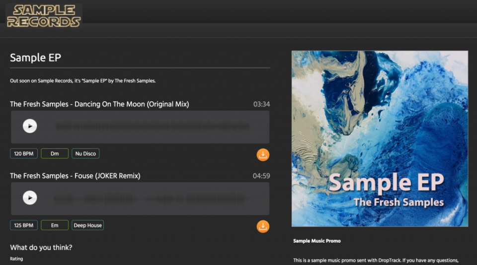 screenshot of DropTrack