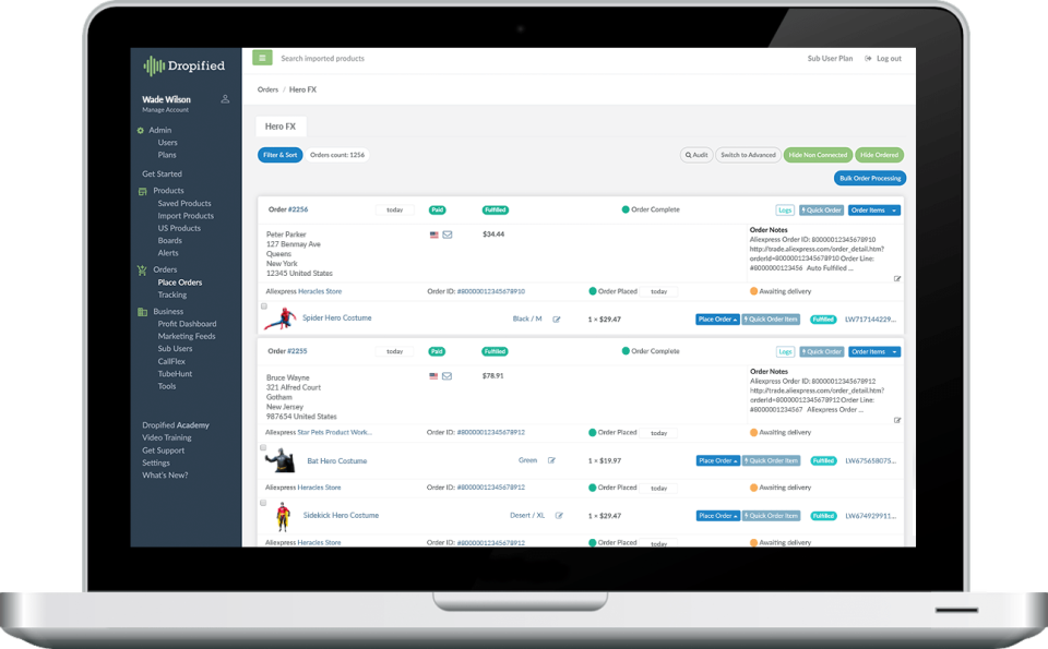 screenshot of Dropified