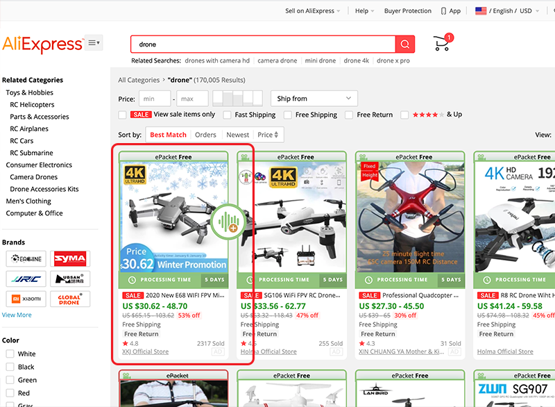 screenshot of Dropified