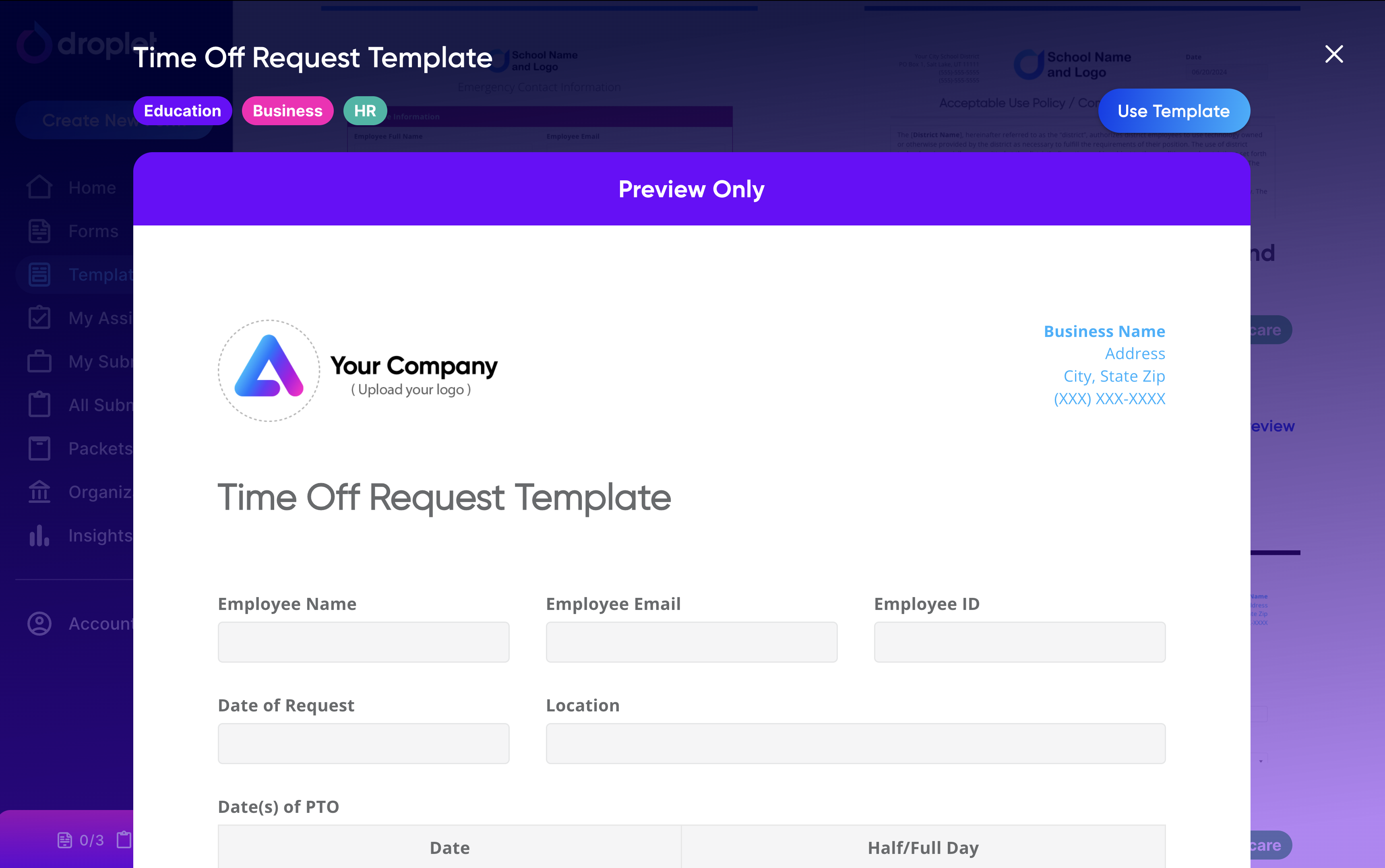 screenshot of Droplet