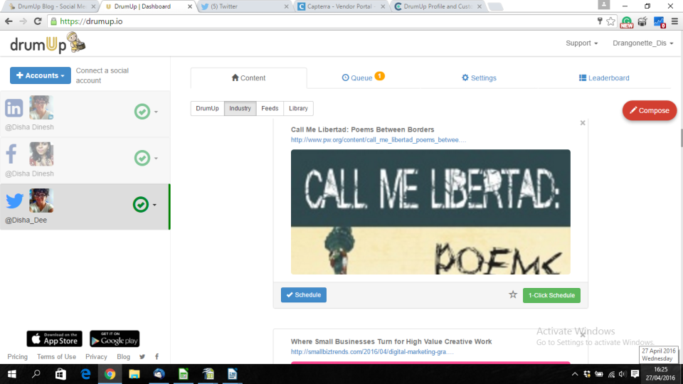 screenshot of DrumUp