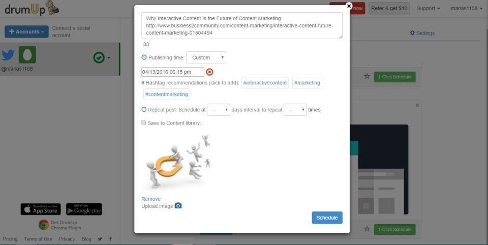 screenshot of DrumUp