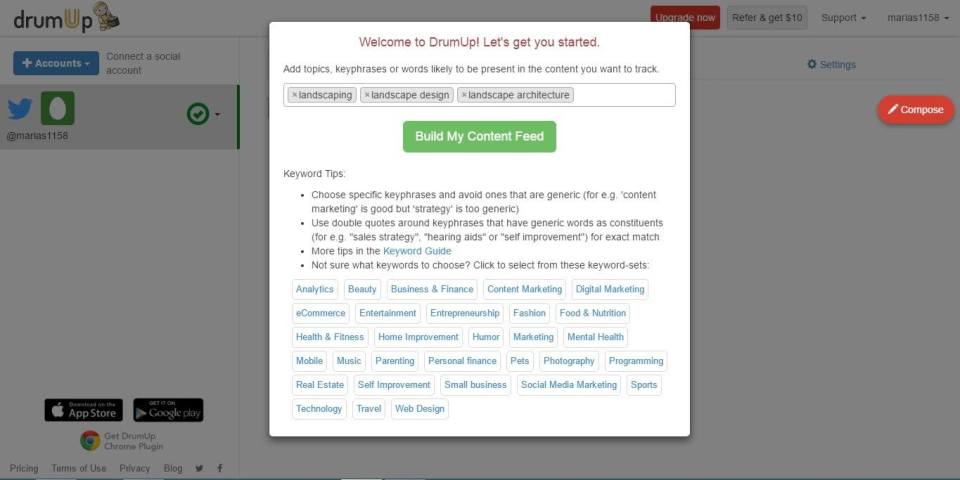 screenshot of DrumUp