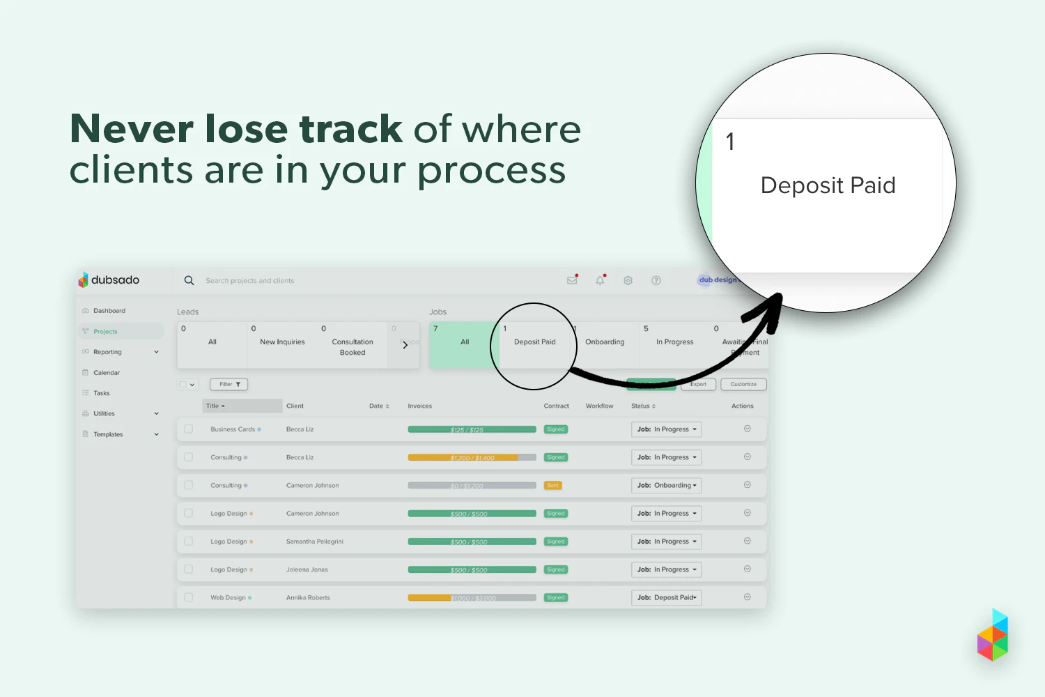 screenshot of Dubsado