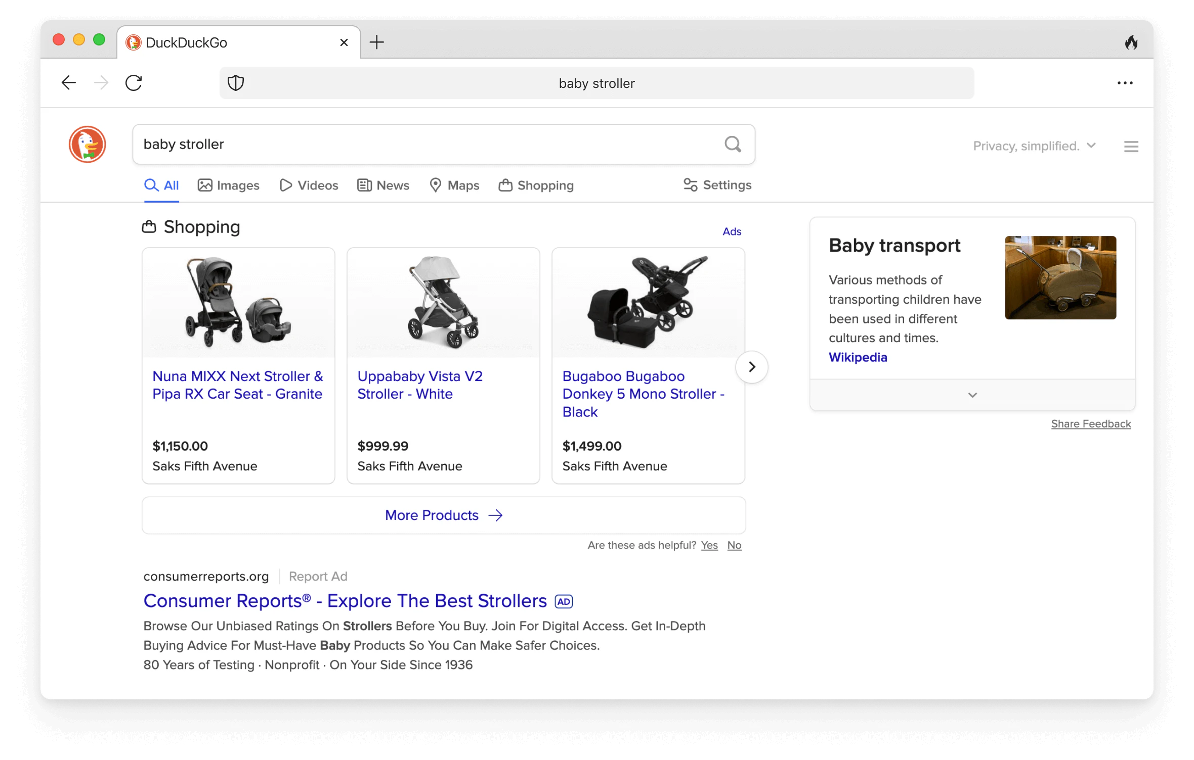 screenshot of DuckDuckGo