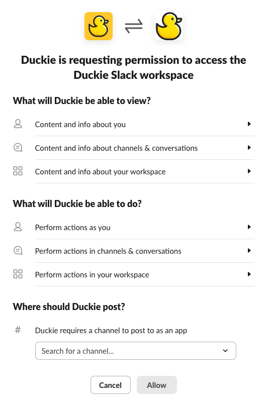 screenshot of Duckie