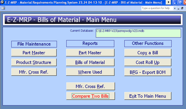 screenshot of E-Z-MRP