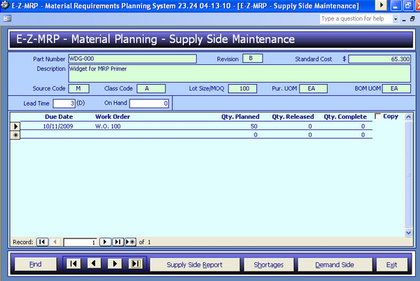 screenshot of E-Z-MRP