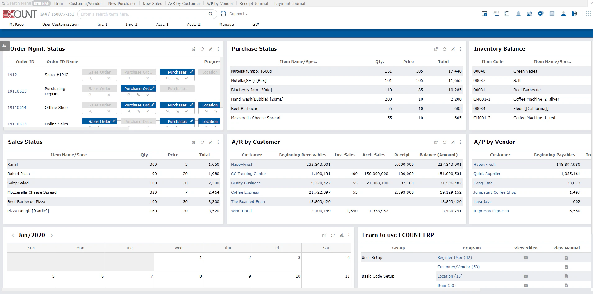 screenshot of ECOUNT