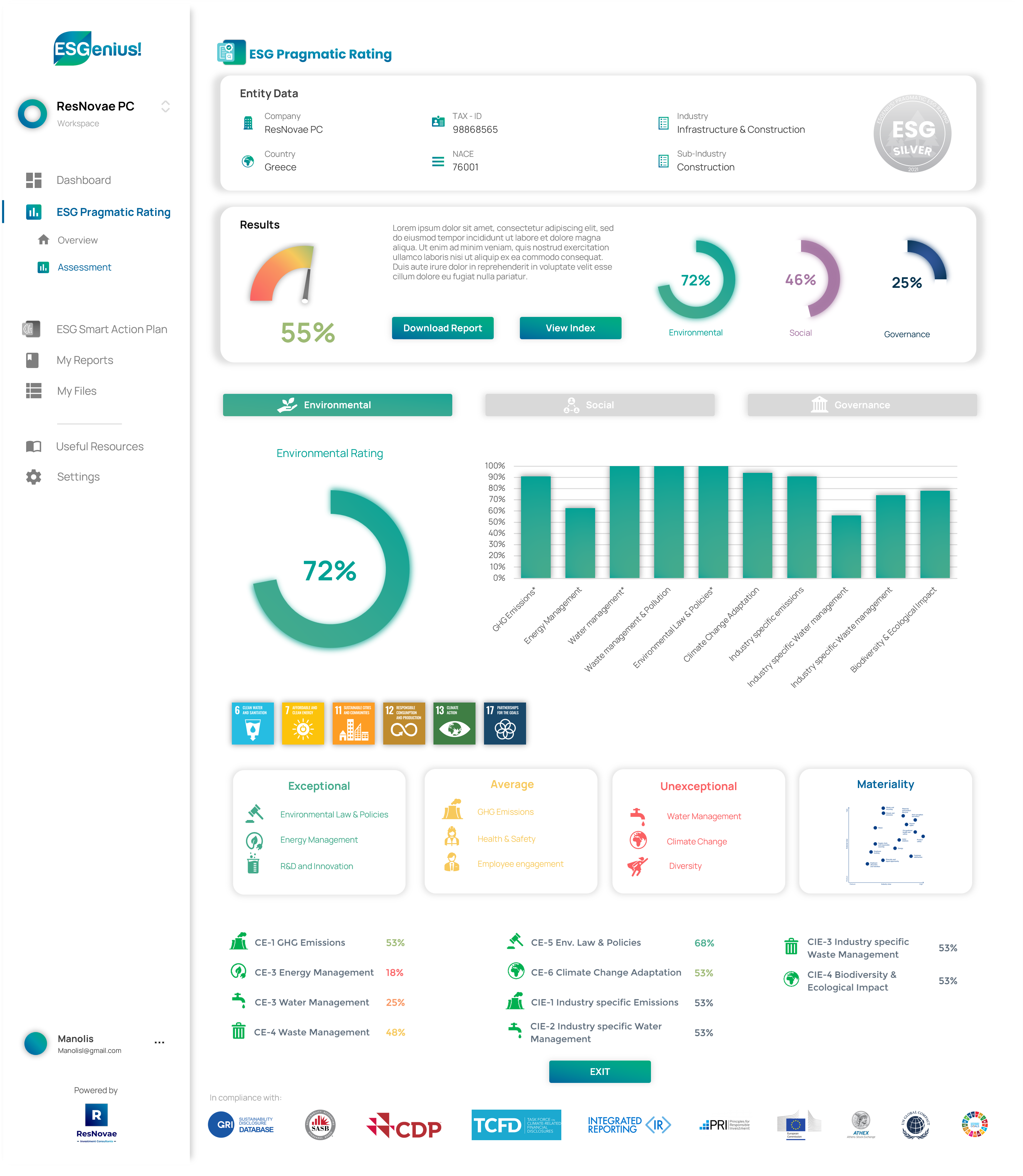 screenshot of ESGenius!
