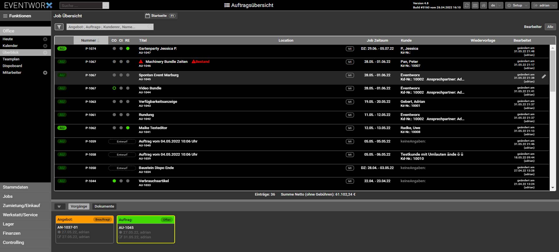 screenshot of EVENTWORX