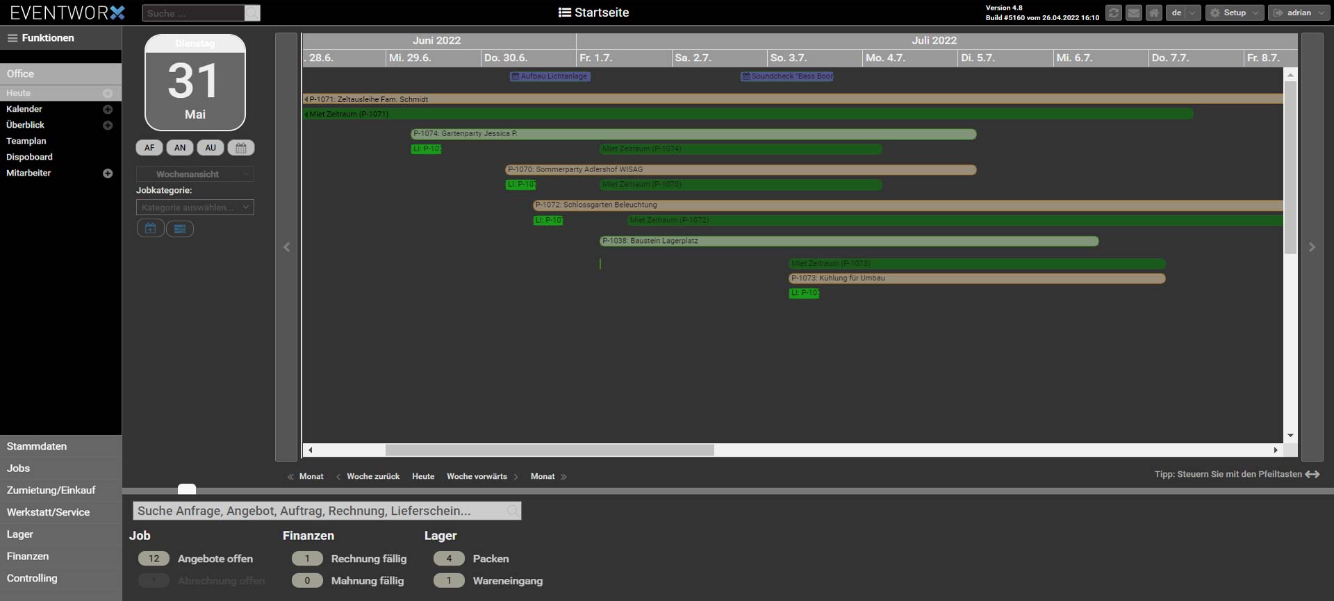 screenshot of EVENTWORX