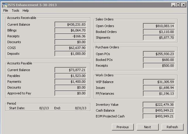 screenshot of EVO~ERP