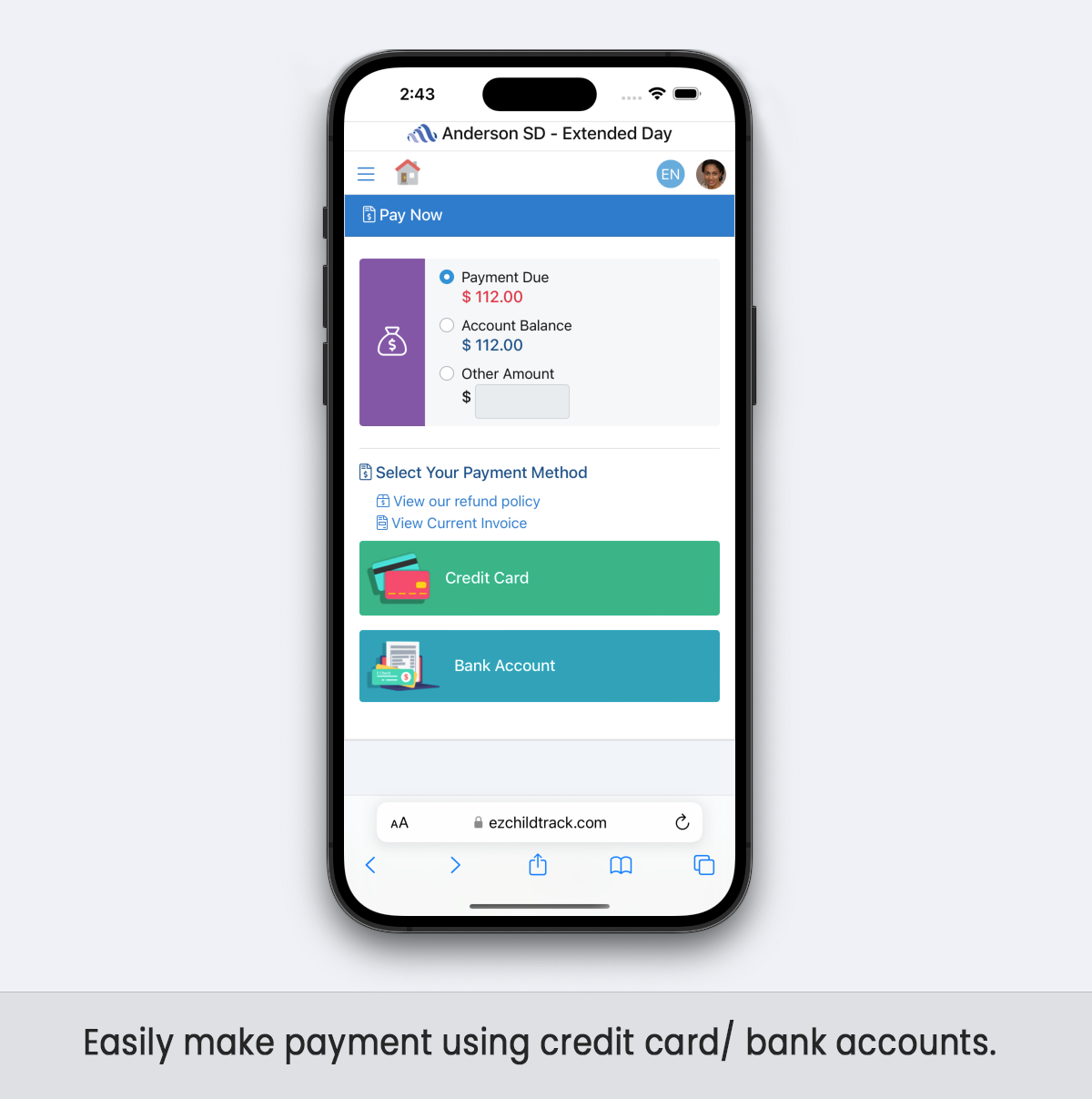 screenshot of EZChildTrack