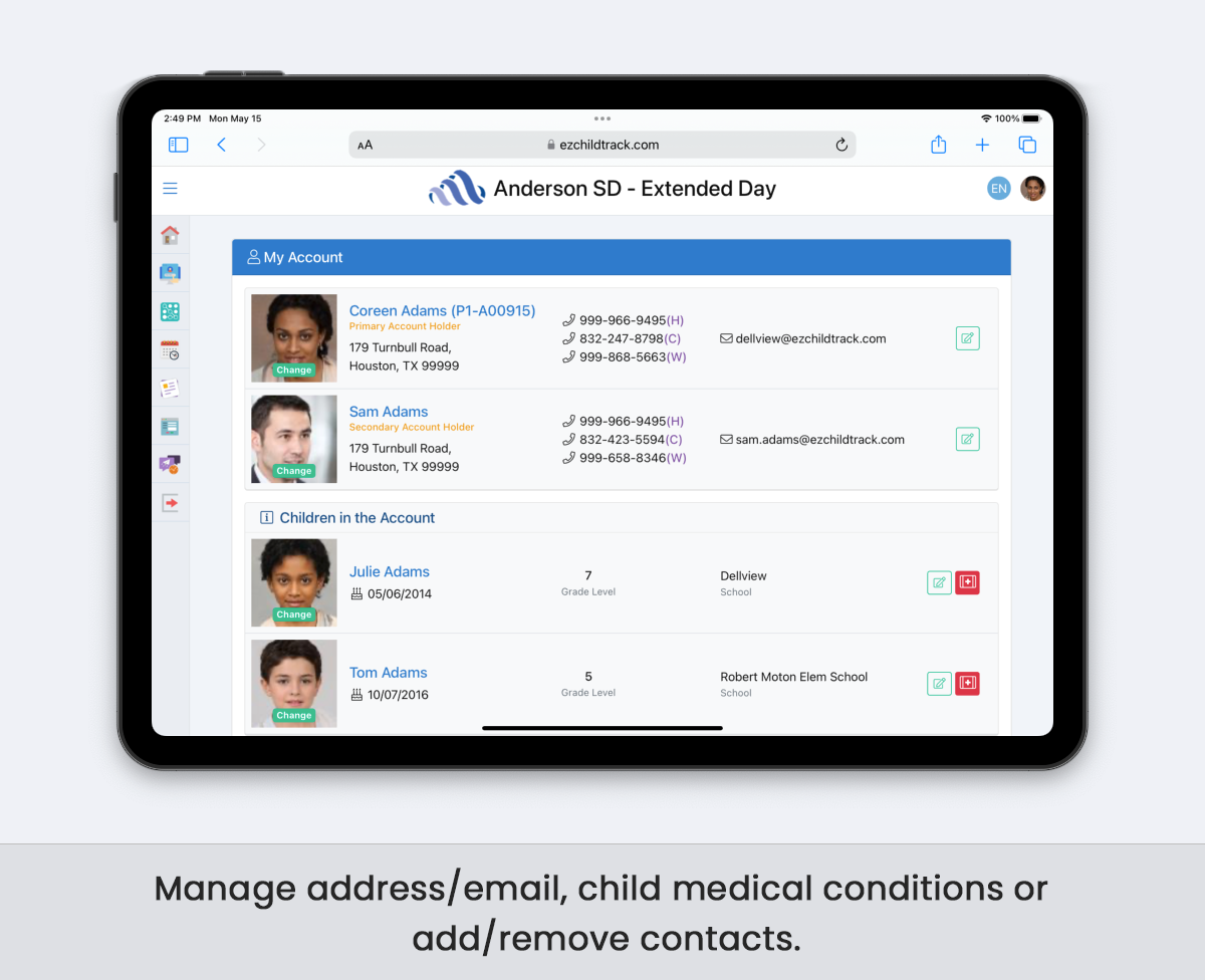 screenshot of EZChildTrack