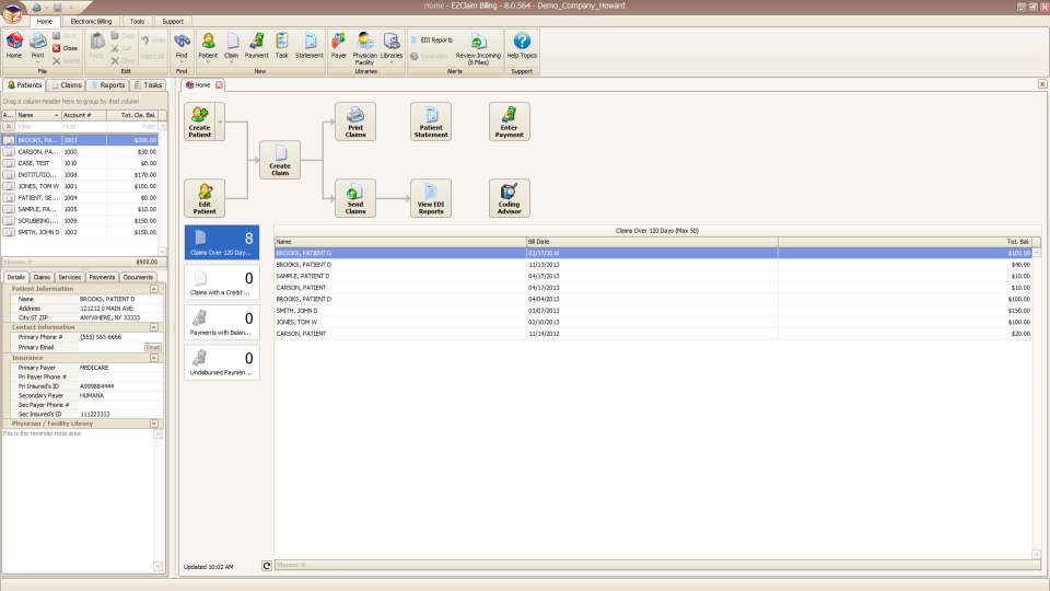 screenshot of EZClaim