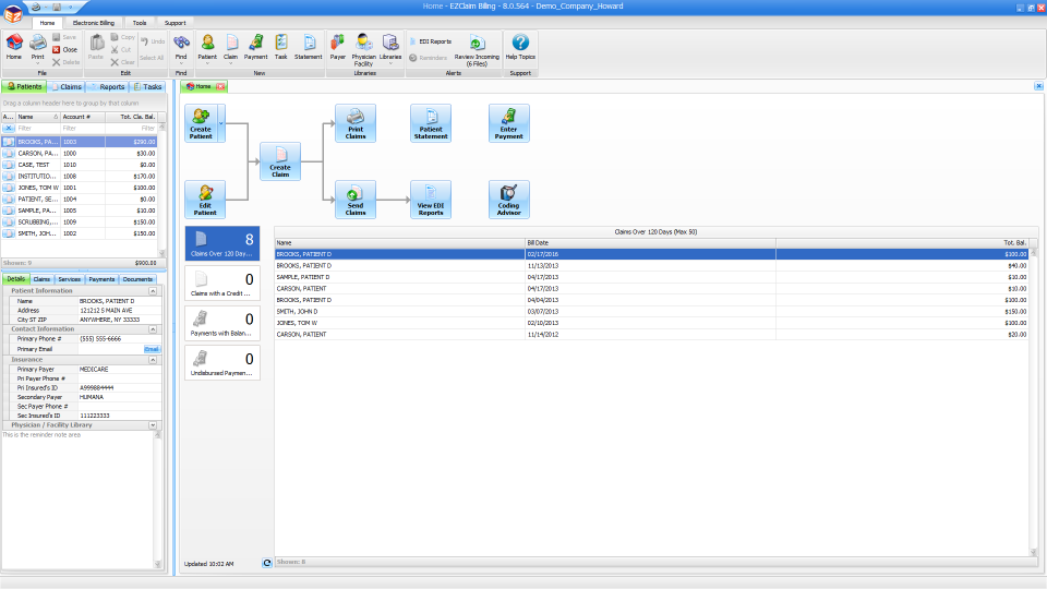 screenshot of EZClaim