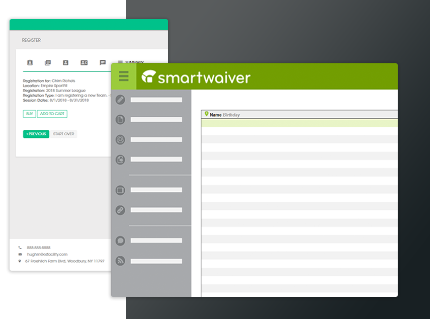 screenshot of EZFacility