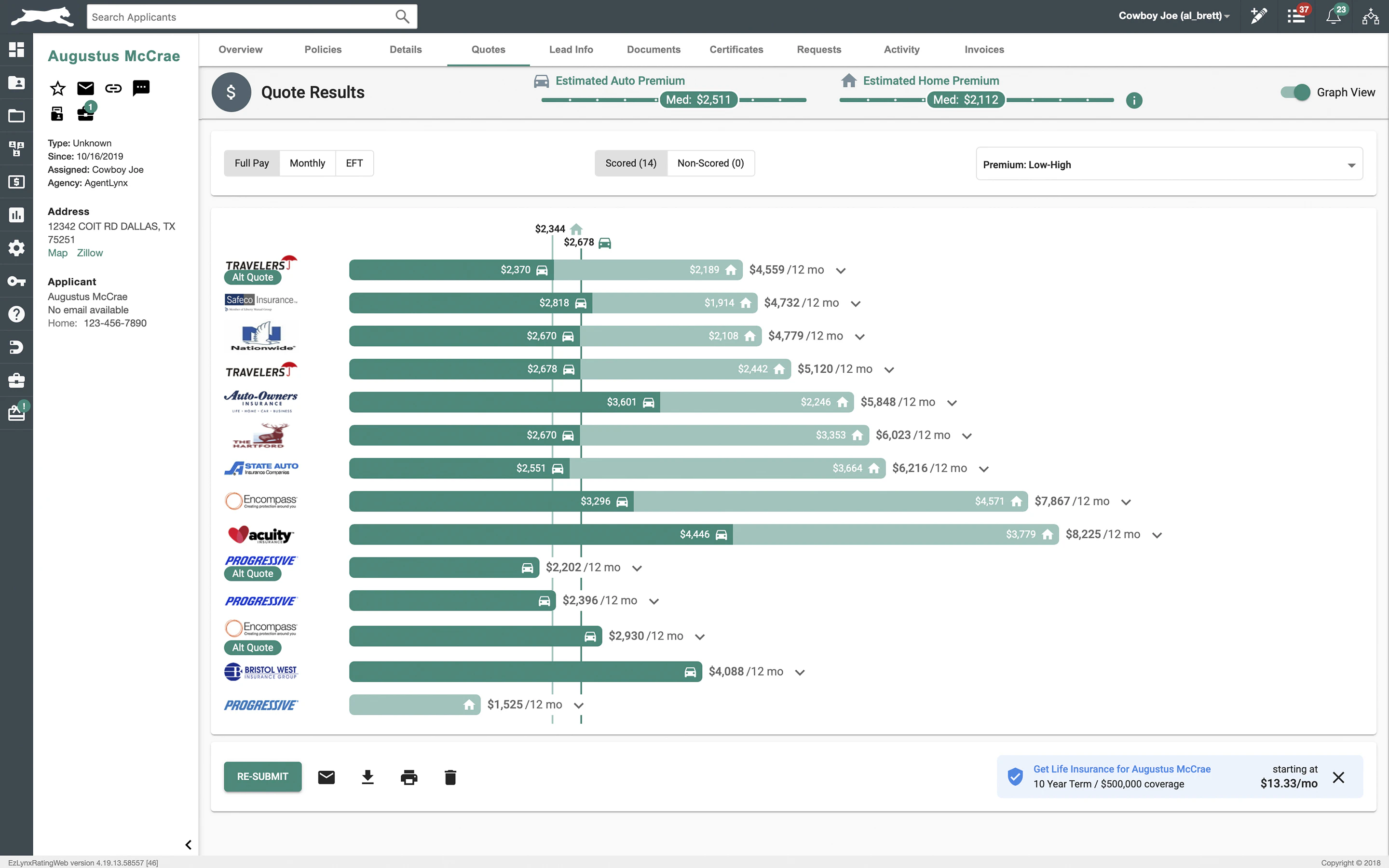 screenshot of EZLynx