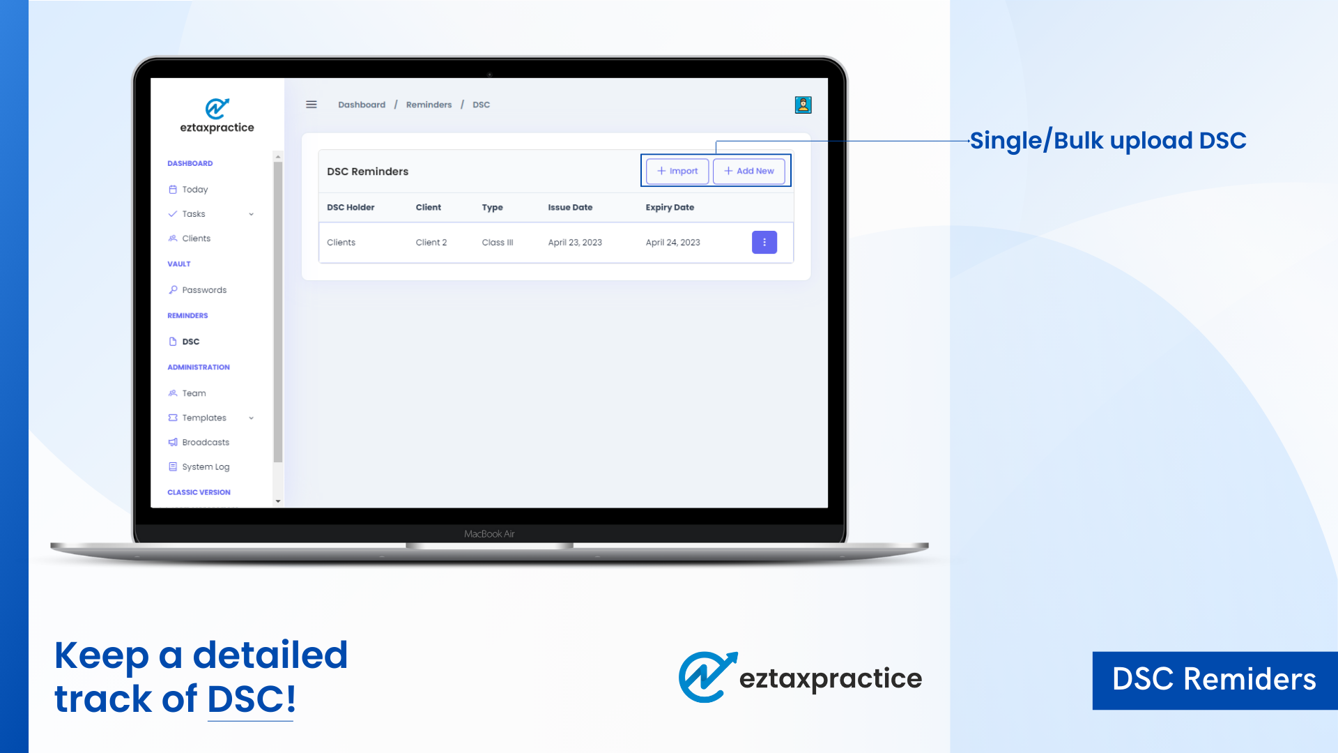 screenshot of EZTaxPractice