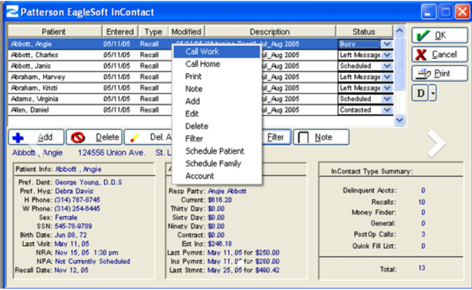 screenshot of Eaglesoft