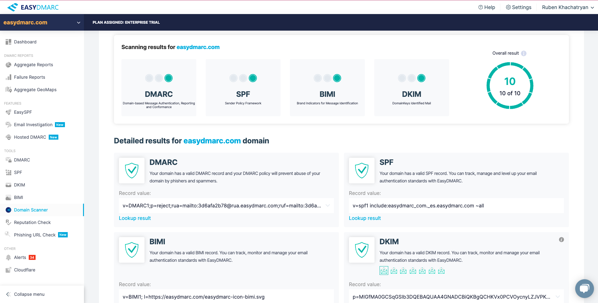 screenshot of EasyDMARC