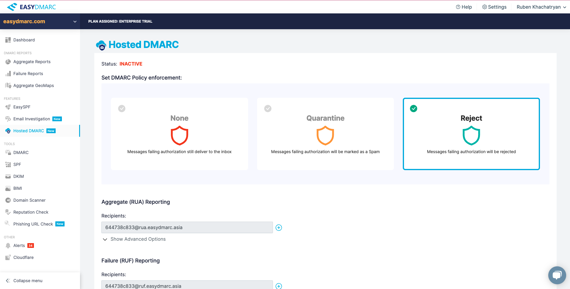 screenshot of EasyDMARC