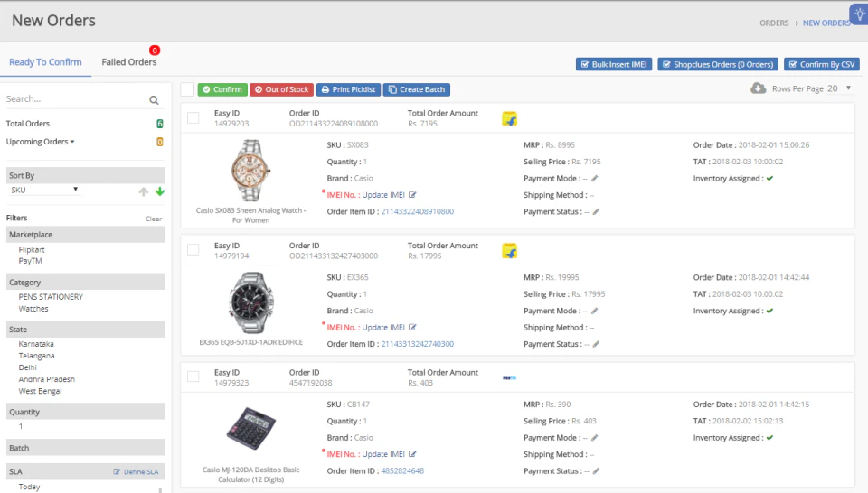 screenshot of EasyEcom