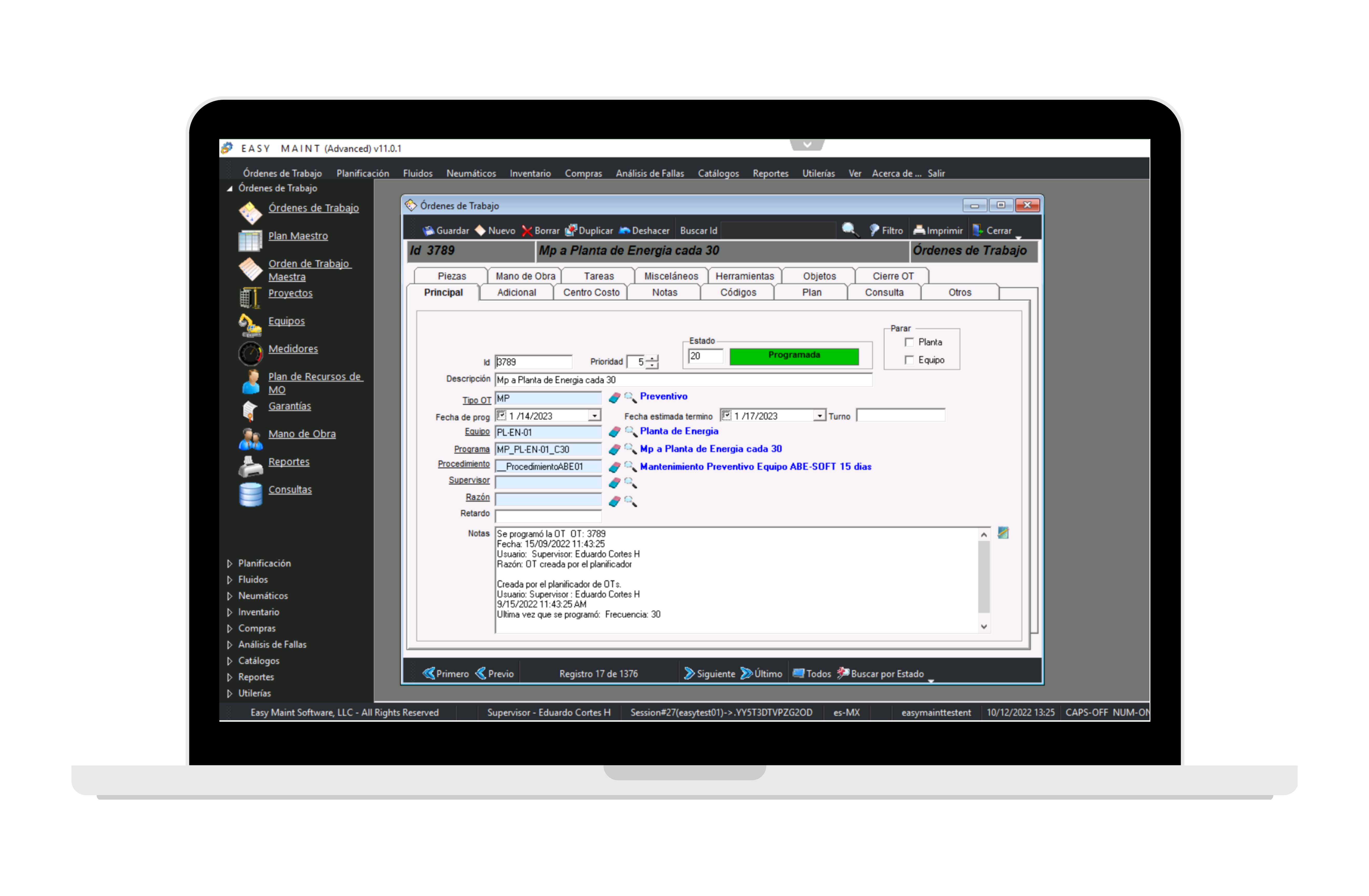 screenshot of EasyMaint