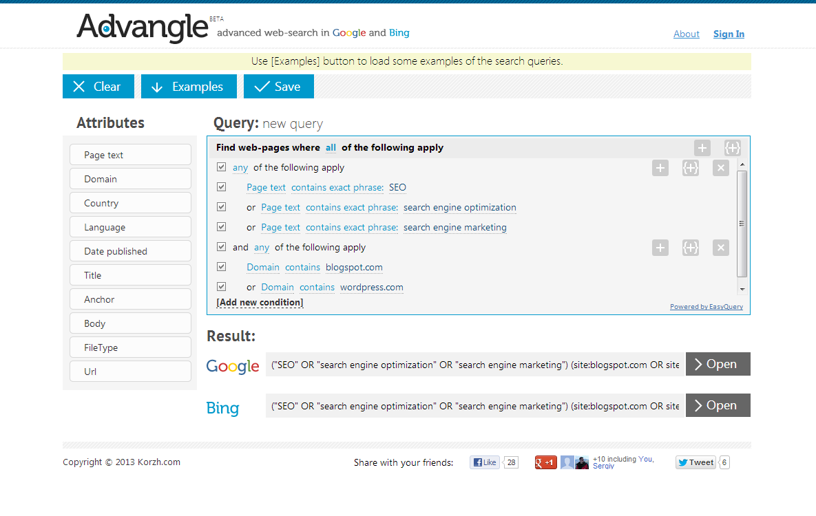 screenshot of EasyQuery