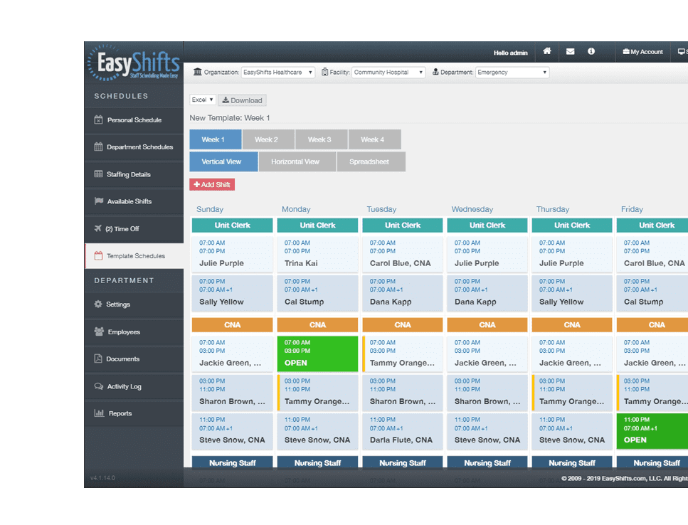 screenshot of EasyShifts