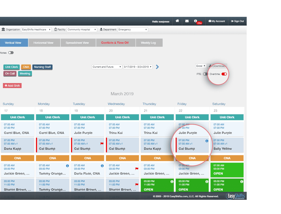 screenshot of EasyShifts