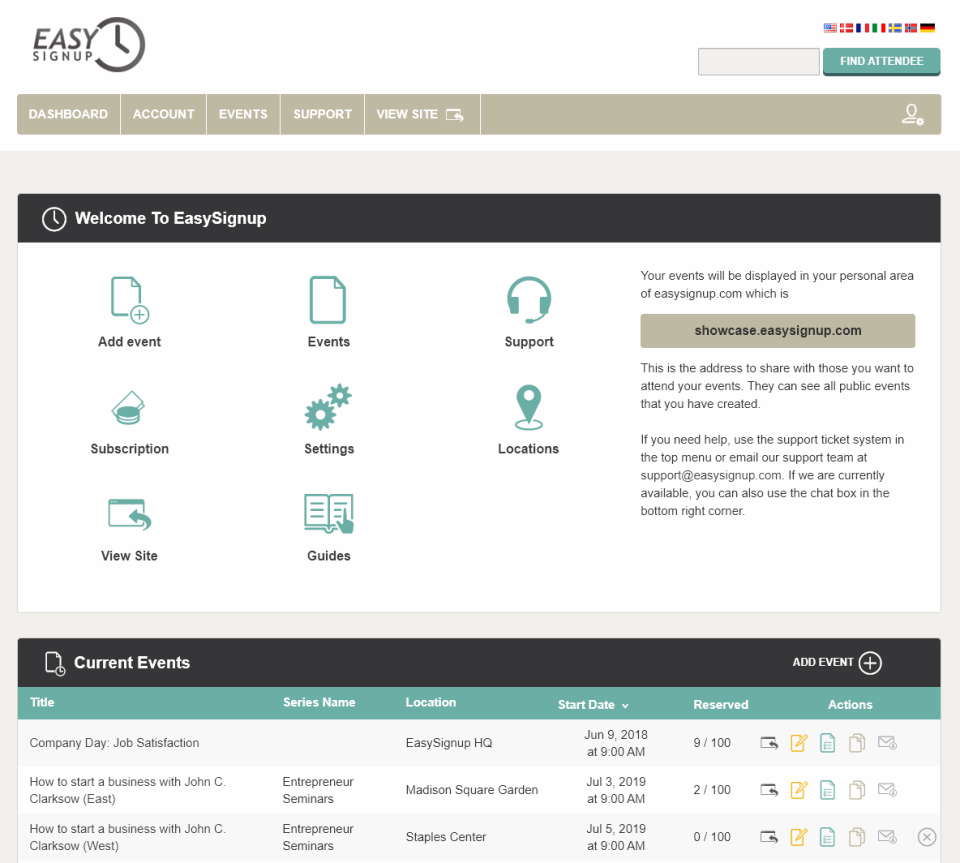 screenshot of EasySignup