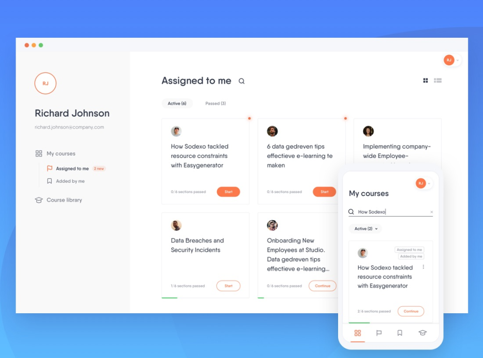 screenshot of Easygenerator