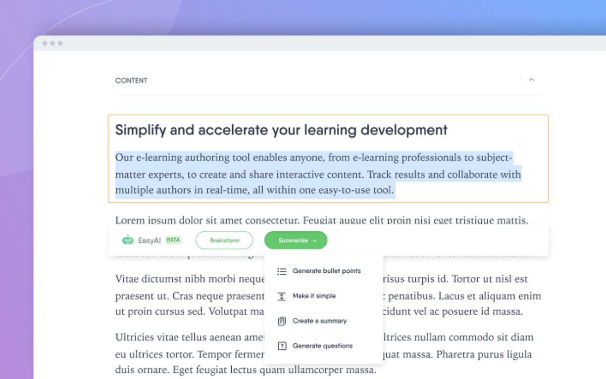 screenshot of Easygenerator