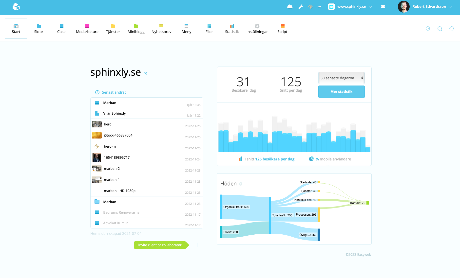 screenshot of Easyweb
