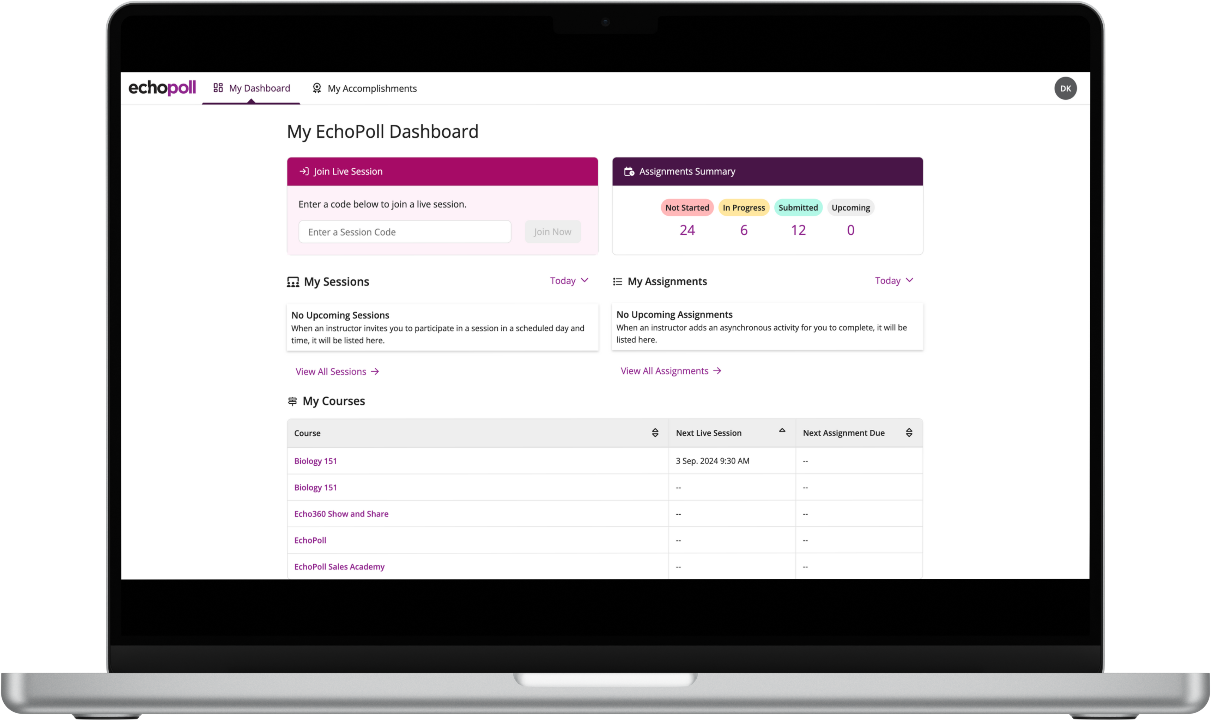 screenshot of Echo360