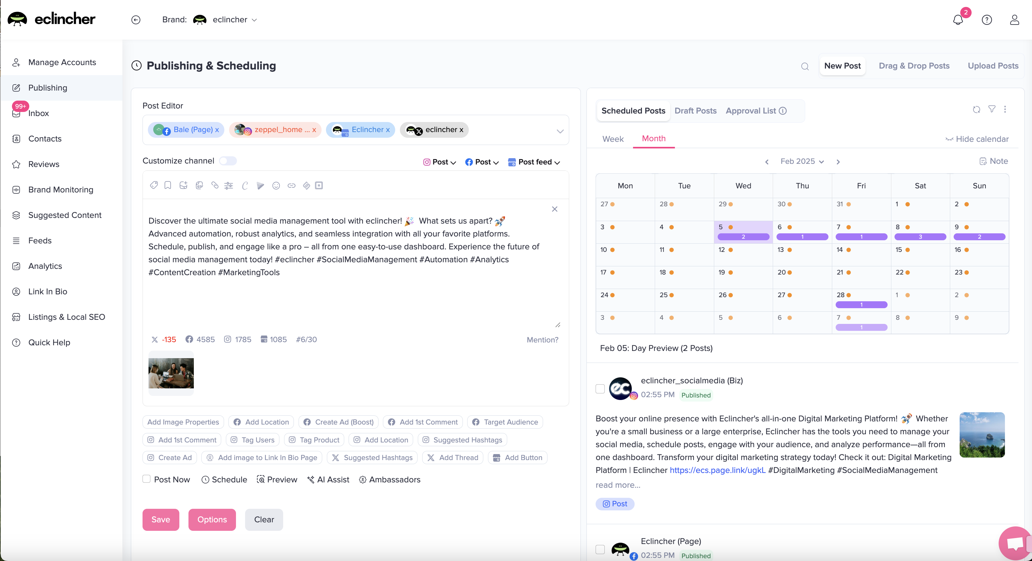 screenshot of Eclincher