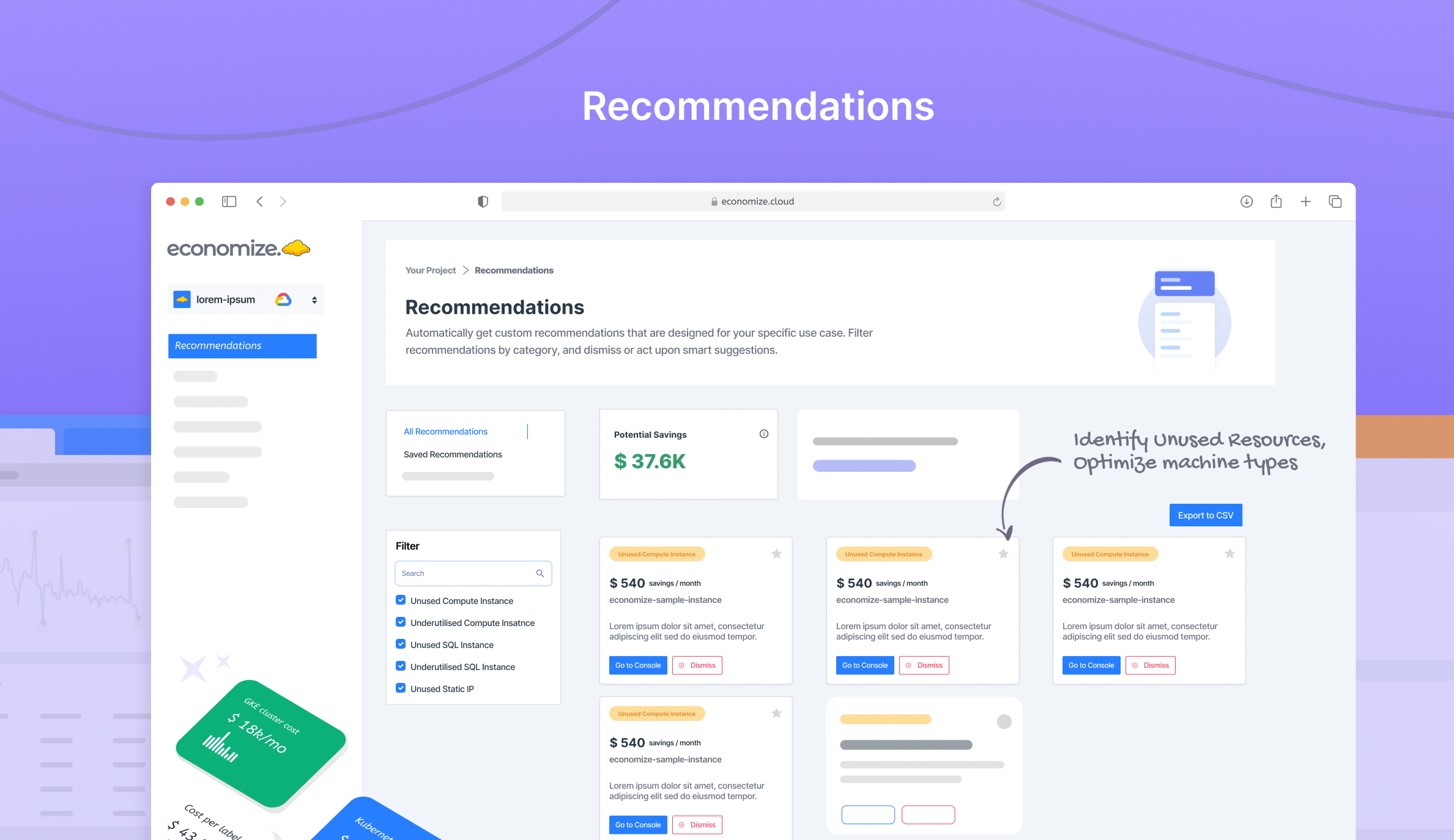 screenshot of Economize