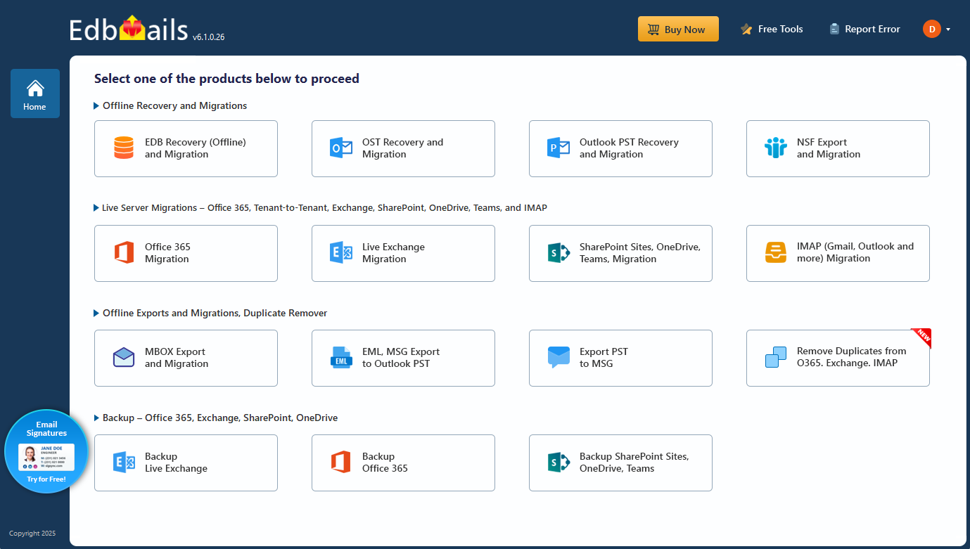 screenshot of EdbMails